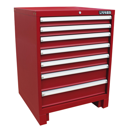 URREA X-Series Tool Cabinet, 7 Drawer, Red, Steel, 28 in W x 33 in D x 28 in H X28F7